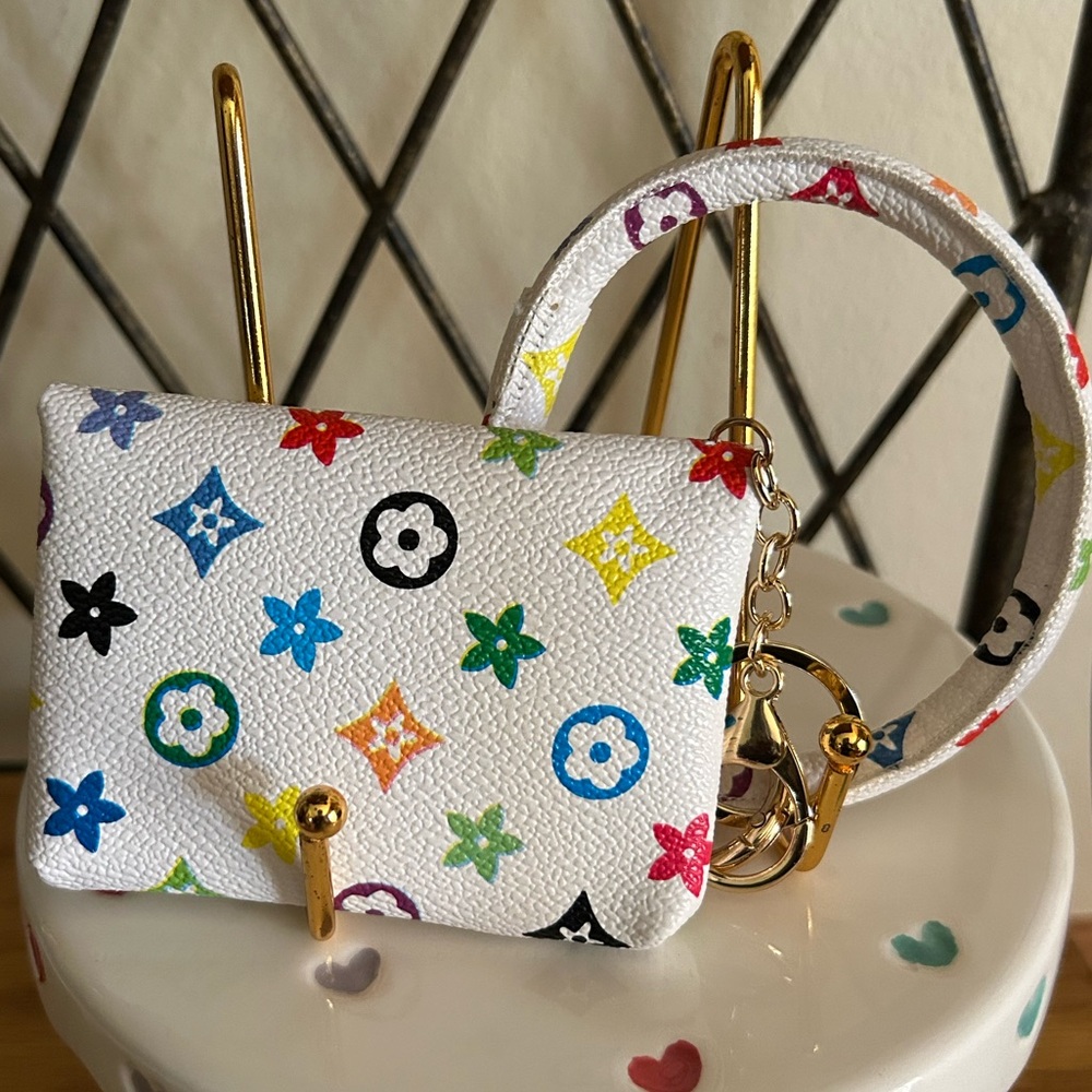 Multi Colored Coin-Pouch/Keyring NWOT - Picture 3 of 4
